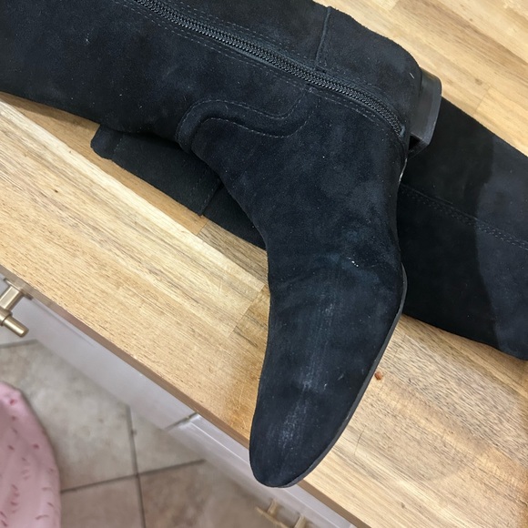 Tory Burch Black Suede below Knee Logo Boots - Picture 9 of 12